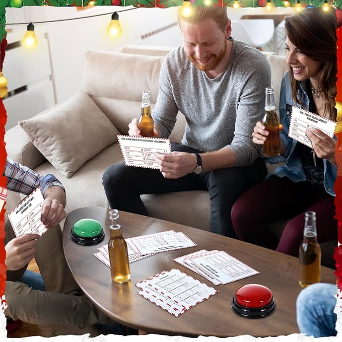 Christmas Bible Friendly Feud Game with 2 Answer Buzzers Religious Card Board Game Night Church Group Fun Trivia Quiz for Xmas Holiday Party Office Class Team Building