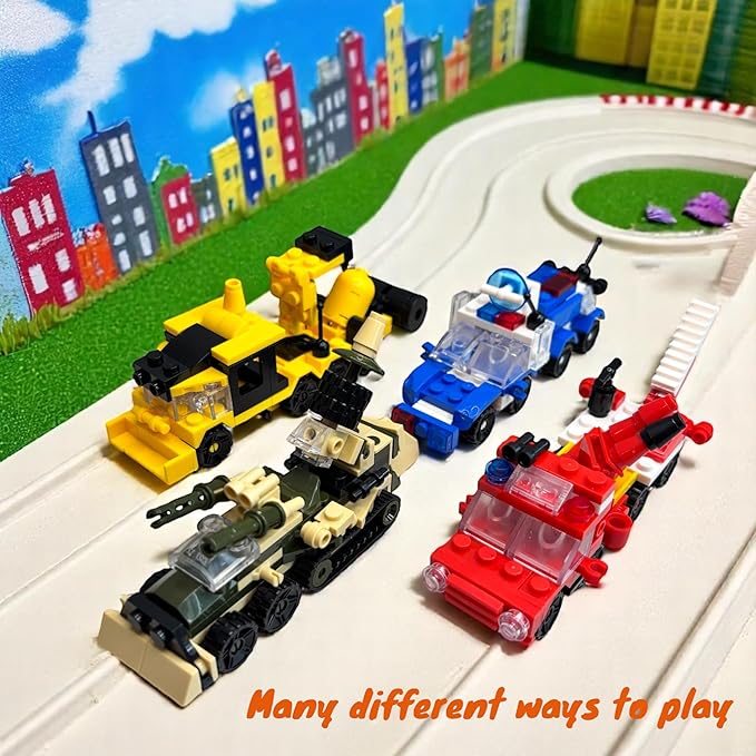 QStar Mini 16 Car Building Blocks Compatible with Lego Party Favors for Kids Prizes for Kids Classroom Goodie Bag Fillers