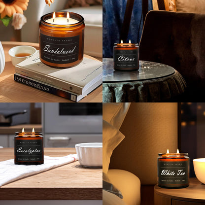 MOASITN White Tea Large Heavenly Scented Candles for Home|19oz 100h Long Lasting Clean Burn|Natural Soy Aromatherapy Candle|2 Wick Jar Candle for Women,Men as Relaxing,Birthday,Housewarming Gifts