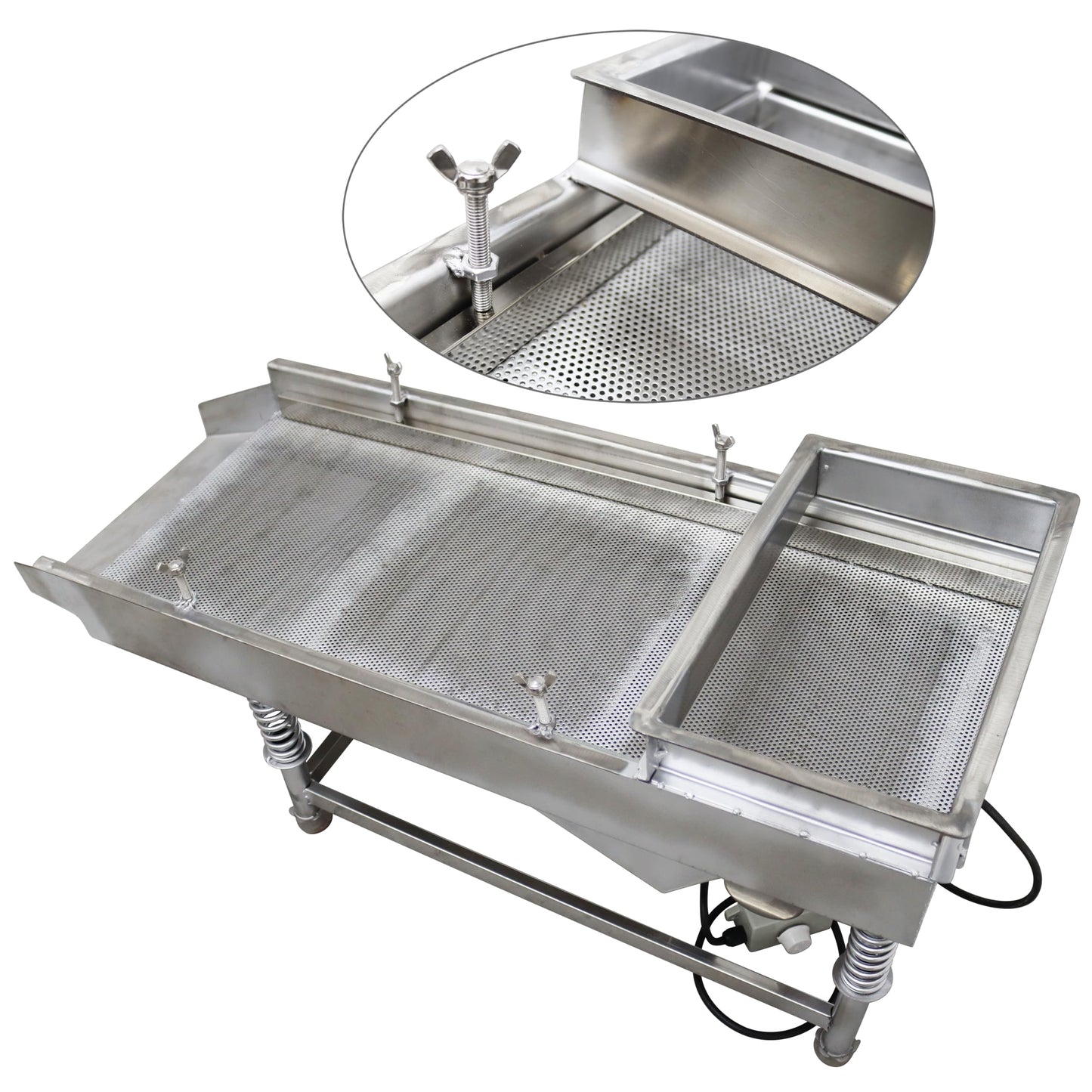 TECHTONGDA Straight Vibrating Sieve Screen Shaker Electric Linear Sifter Machine Stainless Steel One Layer One Motor 10mm Screen Size 11.8×29.5inch 110V