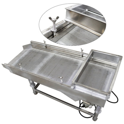 TECHTONGDA Straight Vibrating Sieve Screen Shaker Electric Linear Sifter Machine Stainless Steel One Layer One Motor 1.5mm Screen Size 11.8×29.5inch 110V