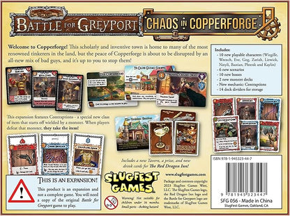 SlugFest Games: Battle for Greyport: Chaos in Copperforge Expansion - Cooperative Deckbuilding Game in The Red Dragon Inn World Ages 13+ 2-5 Players