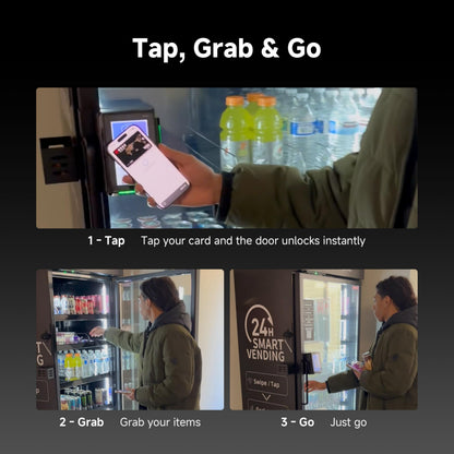 AI Vending Machine with Self-Checkout - DC360 Combo Refrigerated Vending for Fresh Food, Snacks & Cold Beverages - Real Time Inventory - Ideal for Office, School, Hospital, Gym (Black)