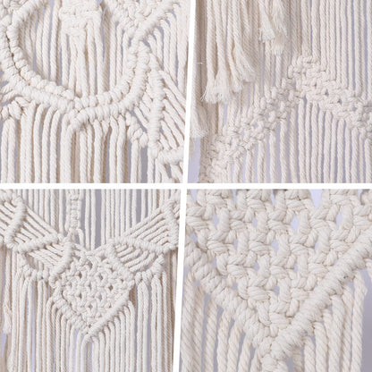 ANMINY Boho Macrame Wedding Backdrop for Arbor Arch Large Macrame Curtains Wall Hanging Handmade Window Doorway Macrame Curtains Tapestry Art Decor with Tassels 79''W x 79''L