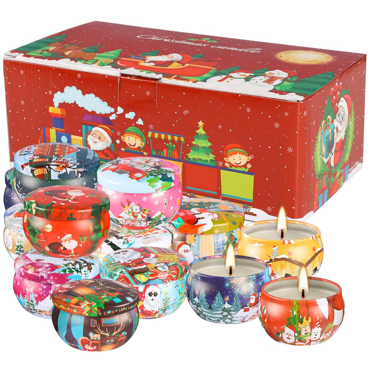 16PCS Scented Candles Christmas Gift Set, Natural Soy Wax 2.5oz Candles for Christmas Gift, 16 fragrances Flavor