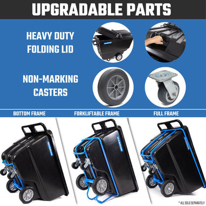 Magnum Tool Tilt Truck, 1 Cu. Yd. Covered Capacity Dump Cart with Heavy Duty 12” Wheels & 5” Casters & Heavy Duty Full Frame for Jobsites, 1200 lbs, Trash Cart with Wheels DUC100-H-04PK (4-Pack)