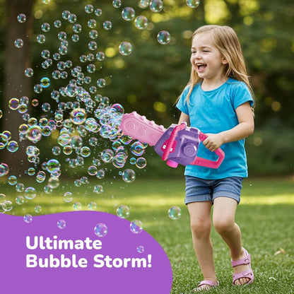 ArtCreativity Bubble Chainsaw for Kids, Electronic Bubble Blower Machine with Bubble Solution Included, Bubble Machine with Realistic Sound, Outdoor Girls Toy Ages 1 2 4 5 6 7 8