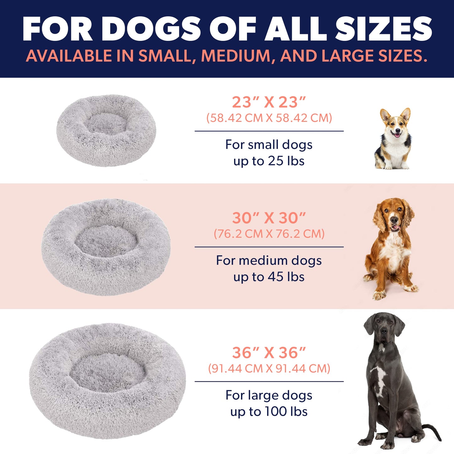 Active Pets Large Dog Bed, Calming Orthopedic Pet Bedding for Anxiety Relief, Joint Support & Comfort, Washable Dog Furniture, M 45lbs, Pink