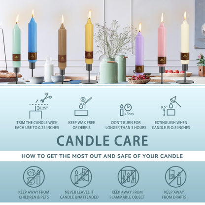 Pastel Short Taper Candle 7 Inch Candlesticks Unscented Dripless Tapered Candle Set for Home Decor Wedding Party Dinner Candles, 4 Pack