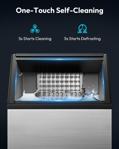 EUHOMY Commercial Ice Maker Machine - 100lbs Daily Production, 33lbs Ice Storage, Stainless Steel Freestanding & Under Counter Ice Maker, Ideal Ice Maker for Home/Bar/Restaurant/Outdoor Activities