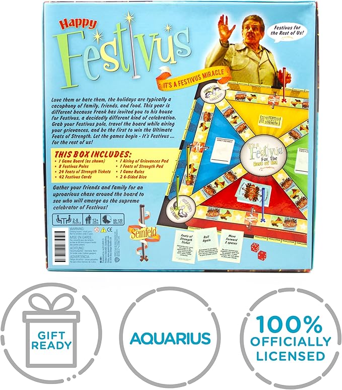 AQUARIUS Seinfeld Festivus Board Game - Seinfeld Themed Board Game - Fun Family Holiday Gift for Kids and Adults - Officially Licensed Seinfeld TV Show Merchandise &amp Collectibles