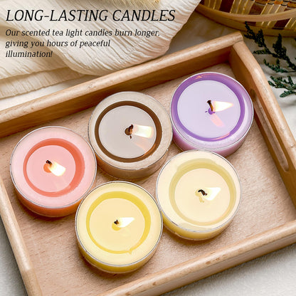 Vanilla Scented Tealight Candles 6Pcs, Natural Soy Tea Lights Candle - 8 Hour Long Burning with Essential Oil for Home Decor, Dinner, Weddings, Party