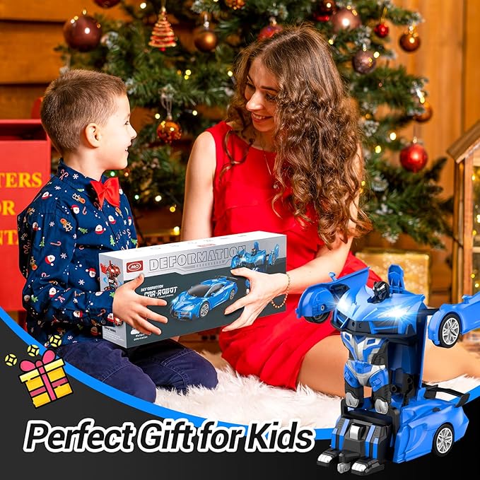 Transform Remote Control Car RC Cars for Boys Age 3-5 6-8 One-Button Transform Toy Cars 2.4GHz 360° Spin 1:16 Scale Flashing Headlight3-8 Year Old Grandkids Christmas Birthday Gifts
