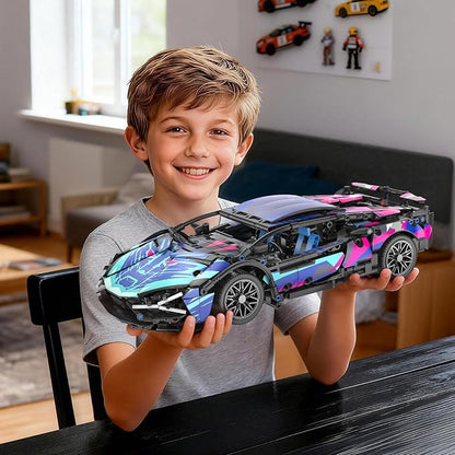 PIKARO Sports Race Car Building Set for Boys &amp Adults 1:14 MOC Car Model Building Kits with LED Lights Supercar Toys Birthday Gifts for Kids Teens Age 8-14 12-16 (1186 PCS)