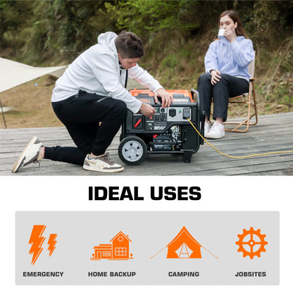 GENMAX Portable Inverter Generator, 6000W open frame Gas Powered High Speed Engine with Electric Start, Ultra Lightweight for Backup Home Use & Job Site，EPA Compliant (GM6000XiE)