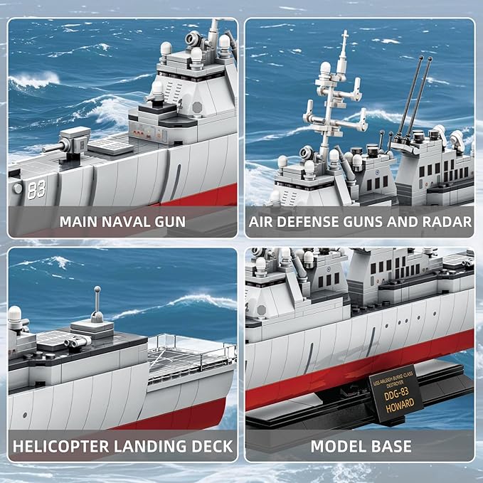 Navy Destroyer Building Set A Gift Compatible with Lego Sets for Boys 8-14 &amp Adults Perfect for Military Enthusiasts and Builders Alike (600pcs)