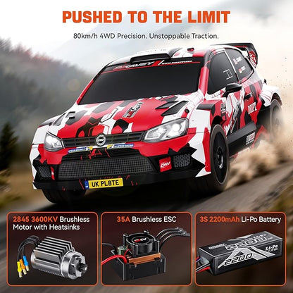 1:12 RC Rally Car Fast Max 50 MPHDrift Car with Gyro 4X4Brushless Fast RC Cars with 3S 2200 mAh Battery1/12 Remote Control Cars for Adults for 4WDfor Racetrack &amp Mud-Pink
