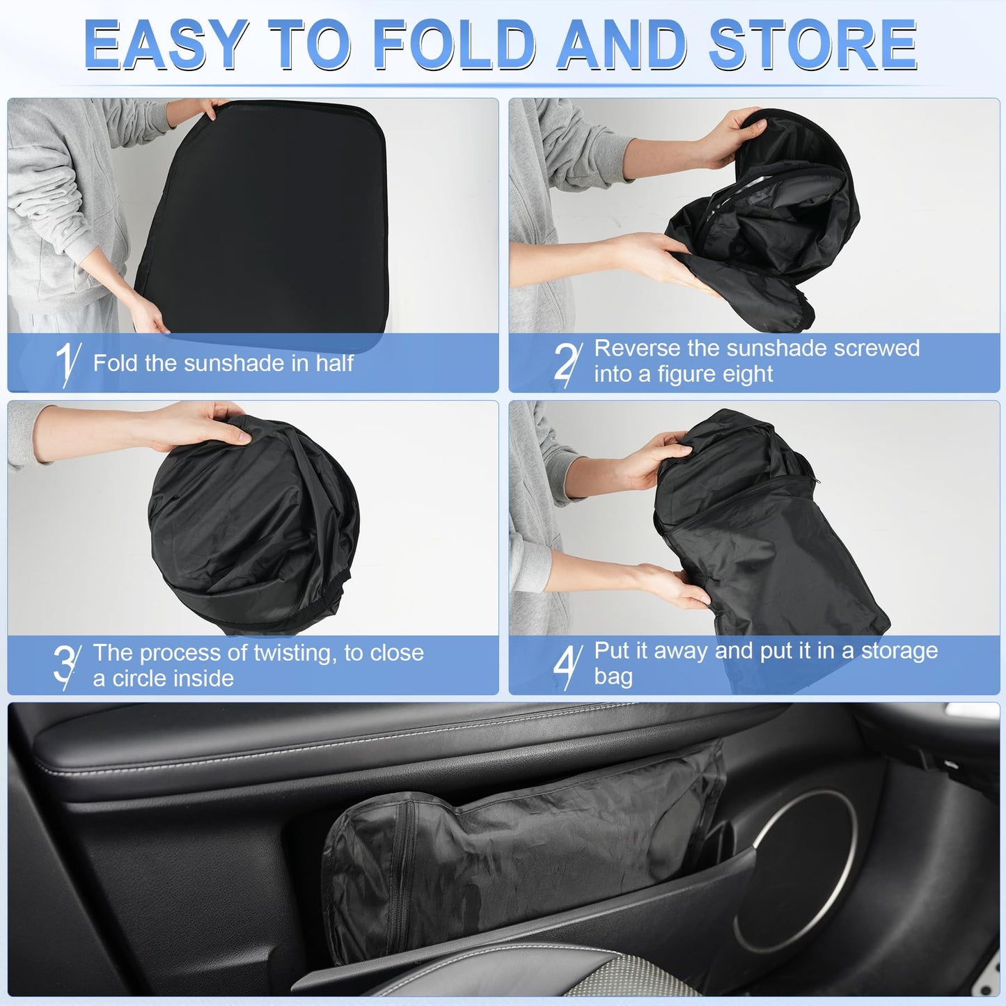 SINGARO Universal Car Windshield Sun Shade, Foldable Reflective for Windshield & Window Shades with Overlapping Design, Car Interior Accessories