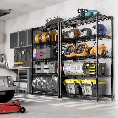 M MZG 1750 lbs Steel Storage Shelving 5-Tier Utility Shelving Unit Steel Organizer Wire Rack for Home,Kitchen,Office,Garage, 1750 LBS Capacity 17.7" D x 47.2" W x 72.3" H