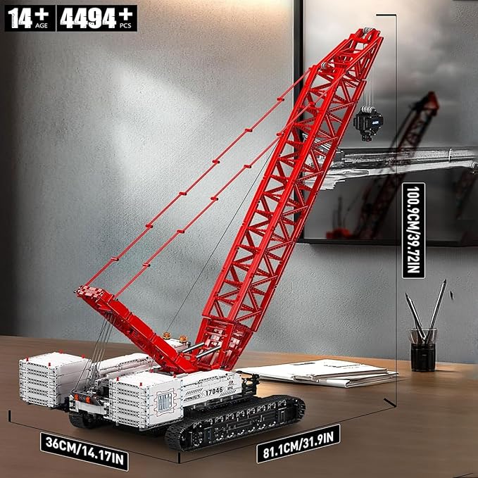 Mould King 17046 Crawer Crane LR16000 Building Block Kits MOC Mobile Crane Heavy-Duty Cranes Model Sets to Build APP Control Large Engineering Vehicles Collectible Set for Adults (4494+ Pieces)
