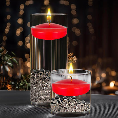 Mega Candles 48 pcs Unscented Red Floating Candles, Hand Poured Wax Candle 3 Inch Diameter, Home Décor, Wedding Receptions, Occasions, Festivities, Events, Meditations, Tranquility, Spa