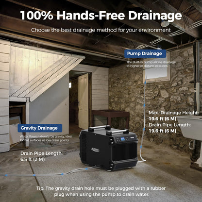ALORAIR 145 Pint Crawl Spaces Dehumidifier with Pump and Drain Hose, Auto Defrost for Crawlspaces, Commercial, Basements, and Large Rooms up to 1800 Sq.Ft