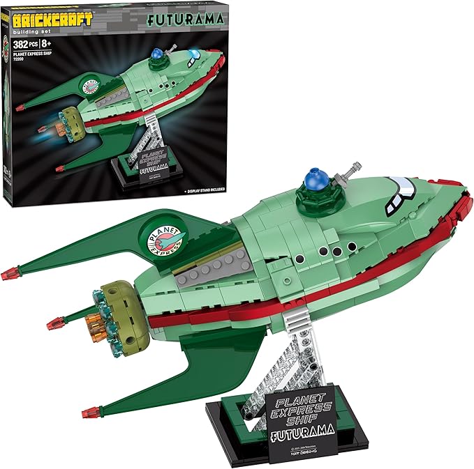 Brickcraft Futurama Planet Express Ship Brick Building Kit (382-Piece Set) Sci-Fi Collectible Display Model Futuristic Toy Brick Set for Adults Teens and Fans of Animated TV