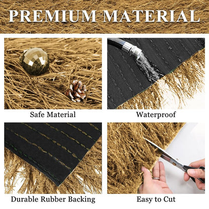XLX TURF Fake Thatch Hay Table Runner 144 Inches Tiki Bar Western Cowboy Hawaiian Party Decorations - Realistic Artificial Straw Grass for Farm Wild One Birthday Table Centerpieces, DIY Crafts