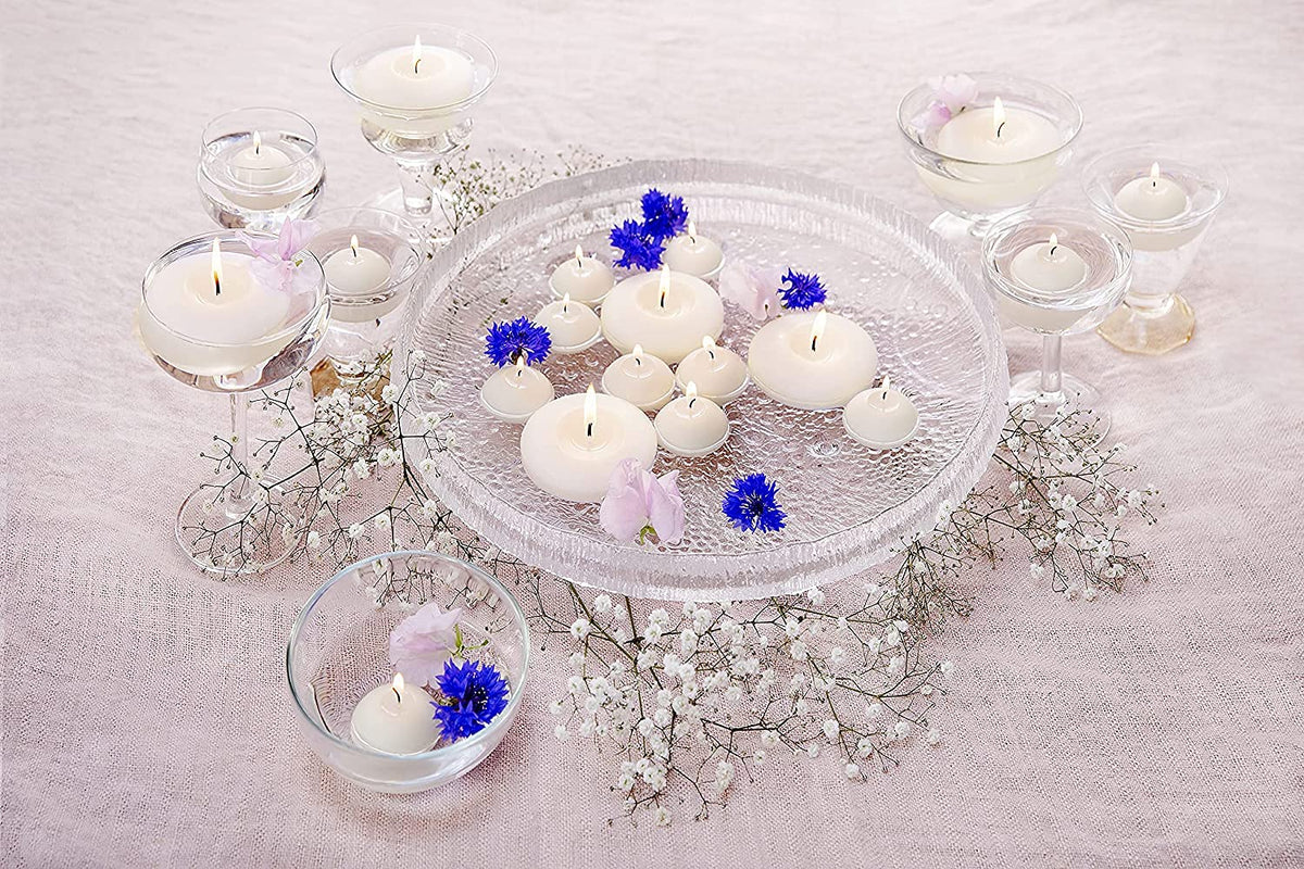 BOLSIUS 3 Inch Ivory Floating Candles - 48 Count Unscented - Premium European Quality - Imbue Breathtaking Ambiance for Romantic Wedding Centerpieces, Decorations, Events, Pool, Holiday, and Parties