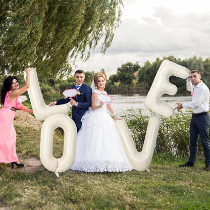 Giant Alphabet X Foil Name Balloons, Cream Ivory White Inflatable Word X Letters for Birthday Decor, 40 Inch Mylar Beige A-Z Custom Letter for Girls Baby Shower Party Decoration Supplies