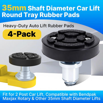 Yudylg 4-Pack 35mm Shaft Diameter Car Lift Round Tray Rubber Pads – Fit for 2 Post Car Lift, Compatible with Bendpak Maxjax Rotary & Other 35mm Shaft Diameter Lifts | Heavy-Duty Auto Lift Rubber Pads