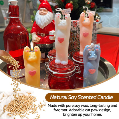 4 Pack Cute Cat Candle Set, Aroma Soy Wax Decorative Candle, Handcrafted Natural Scented Aesthetic Candle Set for Table Photo Prop Birthday Gift, Prefect for Meditation Stress Relief Mood Boosting