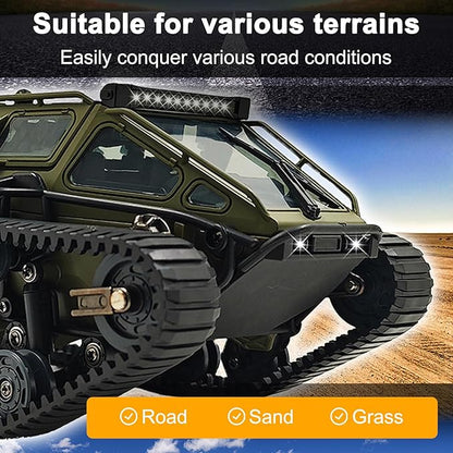 RC Tank Car 1:16 Scales Transport Military Vehicle RC Tank 4WD RTR Off Road RC Crawler with 360°Rotating Drifting Dual Motor Gearbox Proportional Control Military Truck RC Toy for Adult