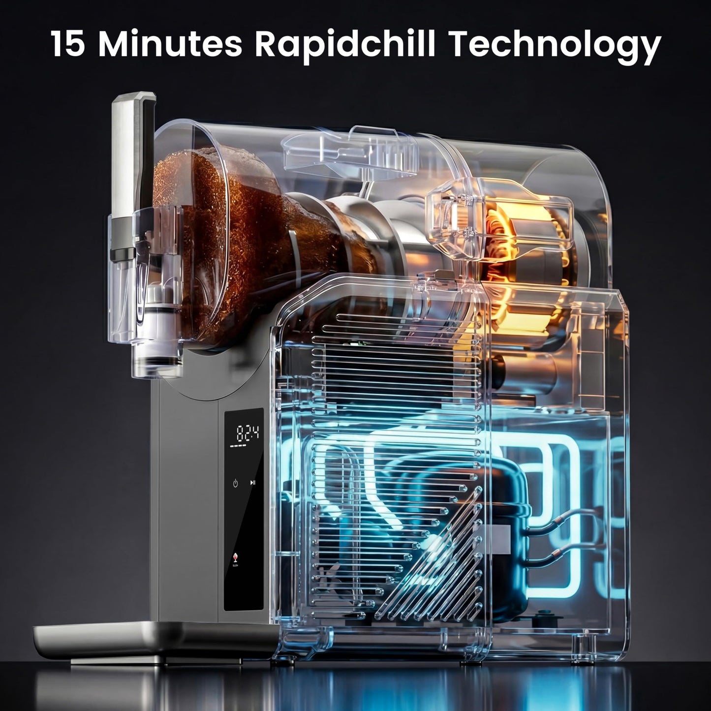 MIU Slushie Machine, 2L/68oz Commercial Frozen Drink Machine & Slushy Maker for Home, No Ice Needed, 6 Presets & Self‑Cleaning, Ideal for Margaritas, Frappés, Milkshakes