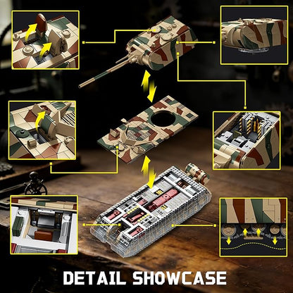 WW2 Panzer VIII Maus Tank Building Sets for Adults Army Military Vehicles Collectible Model for Home Decor (Camouflage)