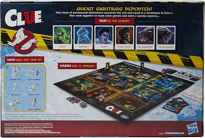 Hasbro Gaming Clue: Ghostbusters Edition Game Cooperative Board Game for Kids Ages 8 and Up Players Can Team Up to Battle Ghosts