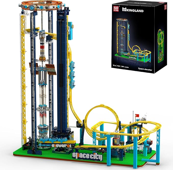 Mould King 11031 Roller Coaster Building Kit Space Elevator Track Construction Blocks Toys with Motors Ideal Gift Toy for Adult (3118 Pieces)
