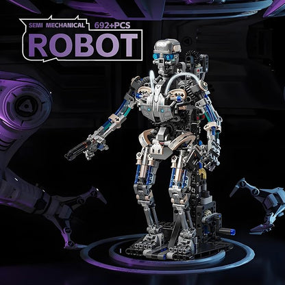 Mechanical Skeleton Robot Building Block Toy 692+Pieces Twistable Body and Poseable Design Creative STEM Toy for Kids and Adults