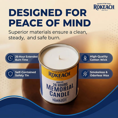Rokeach 24 Hour Candles, Yahrzeit Memorial Candle, Tin (12 Pack) | Yom Kippur | Emergency, Perfect for Blackouts, Storms & Hurricanes