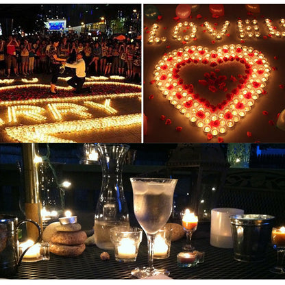 Heart Shaped Tealight Candles 50 Packs,25 * 2 Layers Romantic Love Unscented mokeless for Dinner Home Wedding (Yellow)