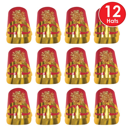 Beistle 66135-R 12-Piece Plastic Drum Major Hats, Red