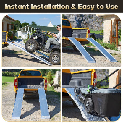FACHNUO Aluminum Loading Ramps 1500LBS Capacity, 7.5Feet Pickup Truck Ramps for Trailer/ATV/UTV Motorcycle Ramp, Lawn Mower, Dirt Bike, Folding Portable Shed Ramp, 2PC, 89-by-12-inch