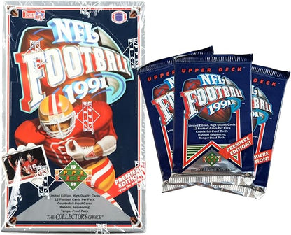 1991 Upper Deck NFL Football Trading Cards Premiere Edition - Unopened Box (36 packs/Box) - Possible Brett Favre RC!