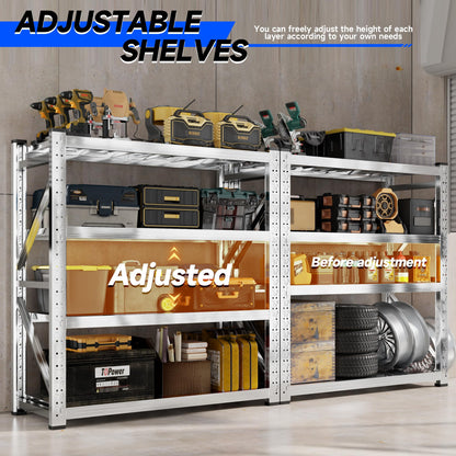 Kobito 68.9W'' Storage Shelves 4 Tier Stainless Steel Shelf Utility Rack Shelf 2200LBS Adjustable Shelf Storage Rack for Garage Supermarket, Warehouse,Industrial,Basement,68.9" Wx70.87''Hx23.7''D