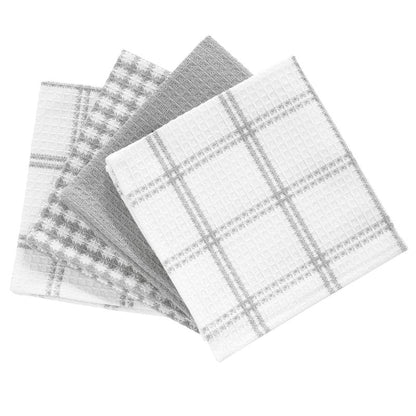 T-Fal Premium Waffle Dish Cloths: Highly Absorbent, Super Soft Long Lasting - 100% Cotton, 12"x13" Flat Waffle Dish Towel for Cleaning & Drying Dishes, (4-Pack), Grey