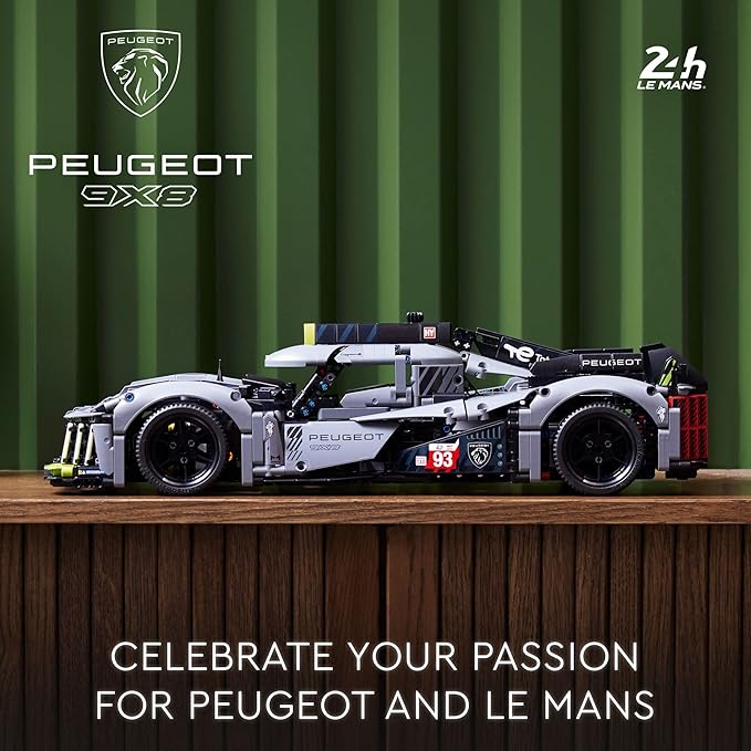 LEGO Technic Peugeot 9X8 24H Le Mans Hybrid Hypercar 42156 Collectible Race Car Building Kit for Adults and Teens 1:10 Scale Racing Car Model Gift for Motorsport Fans