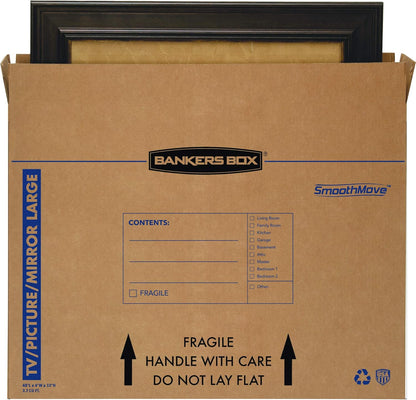 Bankers Box Moving Box - Large 4 Pack for TVs & Mirrors Up to 55" | 48" x 4" x 33" Dimensions