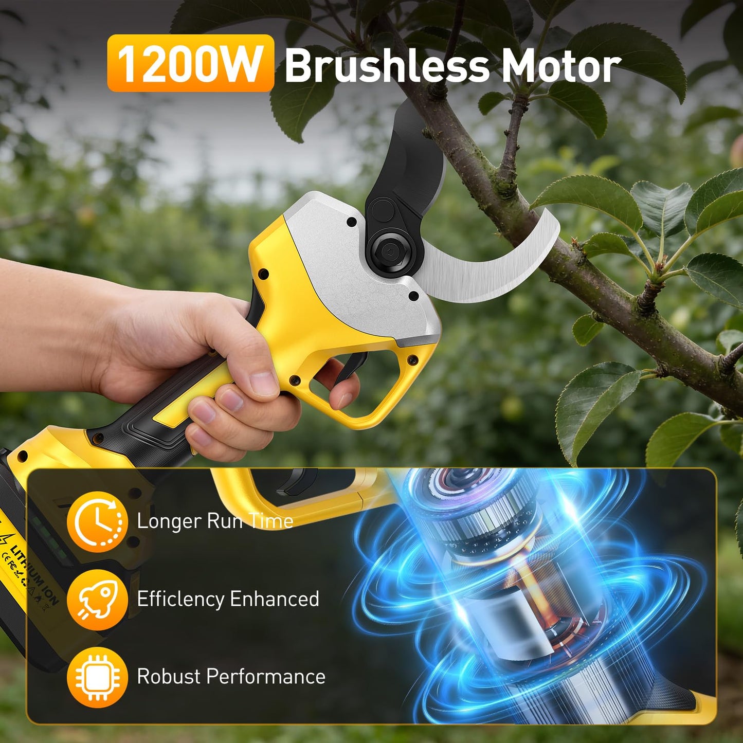 POIFL Professional Electric Pruning Shears Cordless 3.0'' Heavy Duty Electric Pruner with Brushless Motor 4000mAh Battery Electric Pruners Cordless Pruner for Branch, Fruit Plucking and Tree Trimming