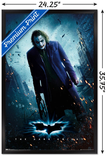 Trends International DC Comics Movie - The Dark Knight - The Joker - One Sheet Wall Poster, 22.375" x 34", Black Framed Version