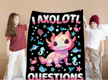 I Axolotl Questions Blanket Gifts for Girls Boys Women - Super Soft Cozy Warm Throw Sheet for Couch Bed Sofa Office Decor All Season 90x120 for Whole Family